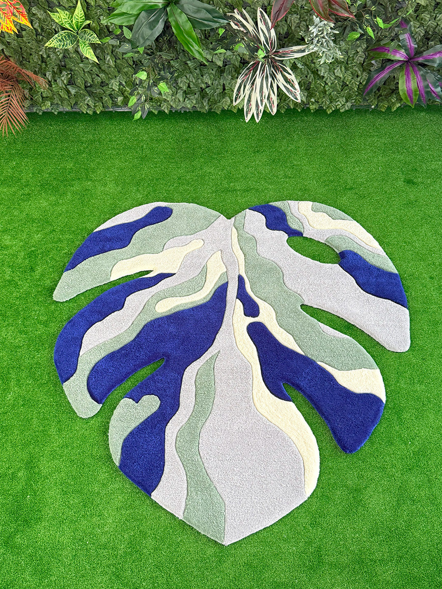 Abstract Monstera Leaf Handmade Tufted Rug & Wall Art