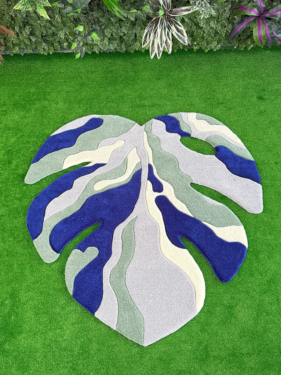 Abstract Monstera Leaf Handmade Tufted Rug & Wall Art