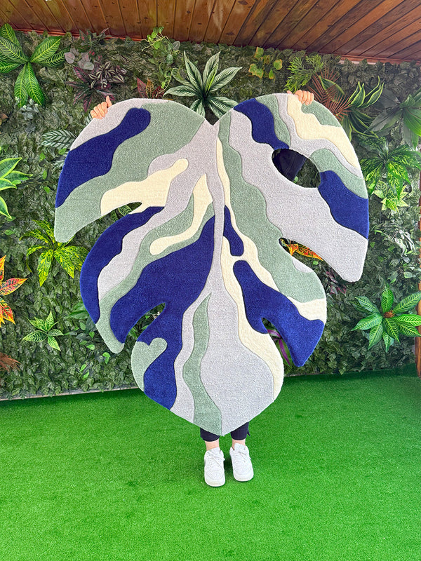 Abstract Monstera Leaf Handmade Tufted Rug & Wall Art