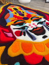 Anora Colorful Cultural Mask Handmade Tufted Rug & Wall Art