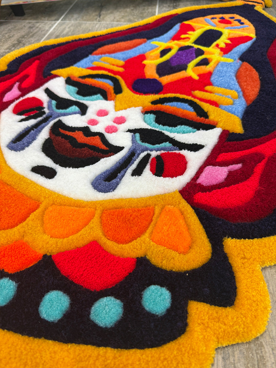 Anora Colorful Cultural Mask Handmade Tufted Rug & Wall Art
