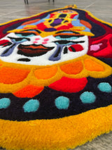 Anora Colorful Cultural Mask Handmade Tufted Rug & Wall Art
