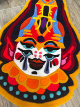 Anora Colorful Cultural Mask Handmade Tufted Rug & Wall Art