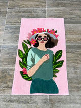 Arbela Floral Woman Portrait Handmade Tufted Rug & Wall Decor
