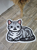 Cute Gray Tabby Cat Handmade Tufted Rug & Nursery Decor