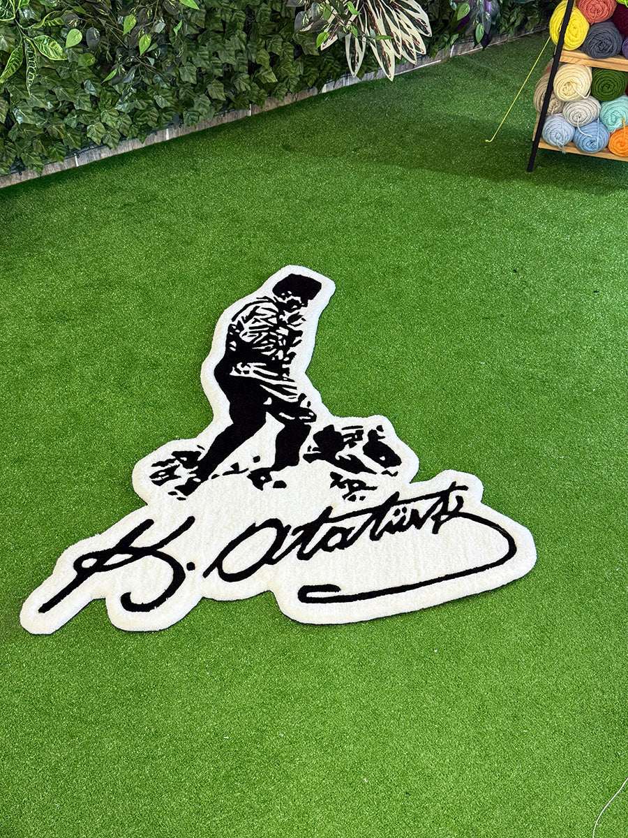 Ataturk Silhouette & Signature Handmade Tufted Rug Wall Art