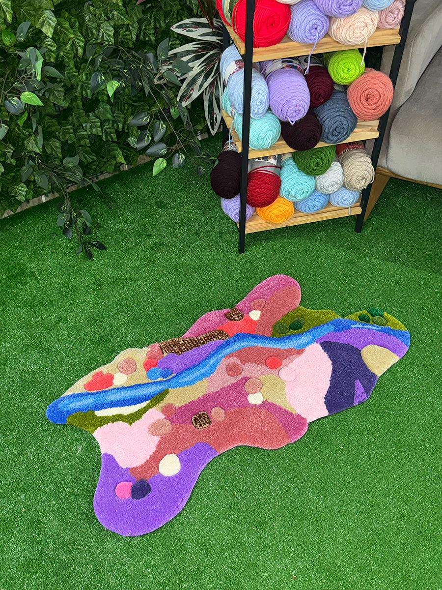 Aurora Colorful Abstract Handmade Tufted Rug & Wall Art