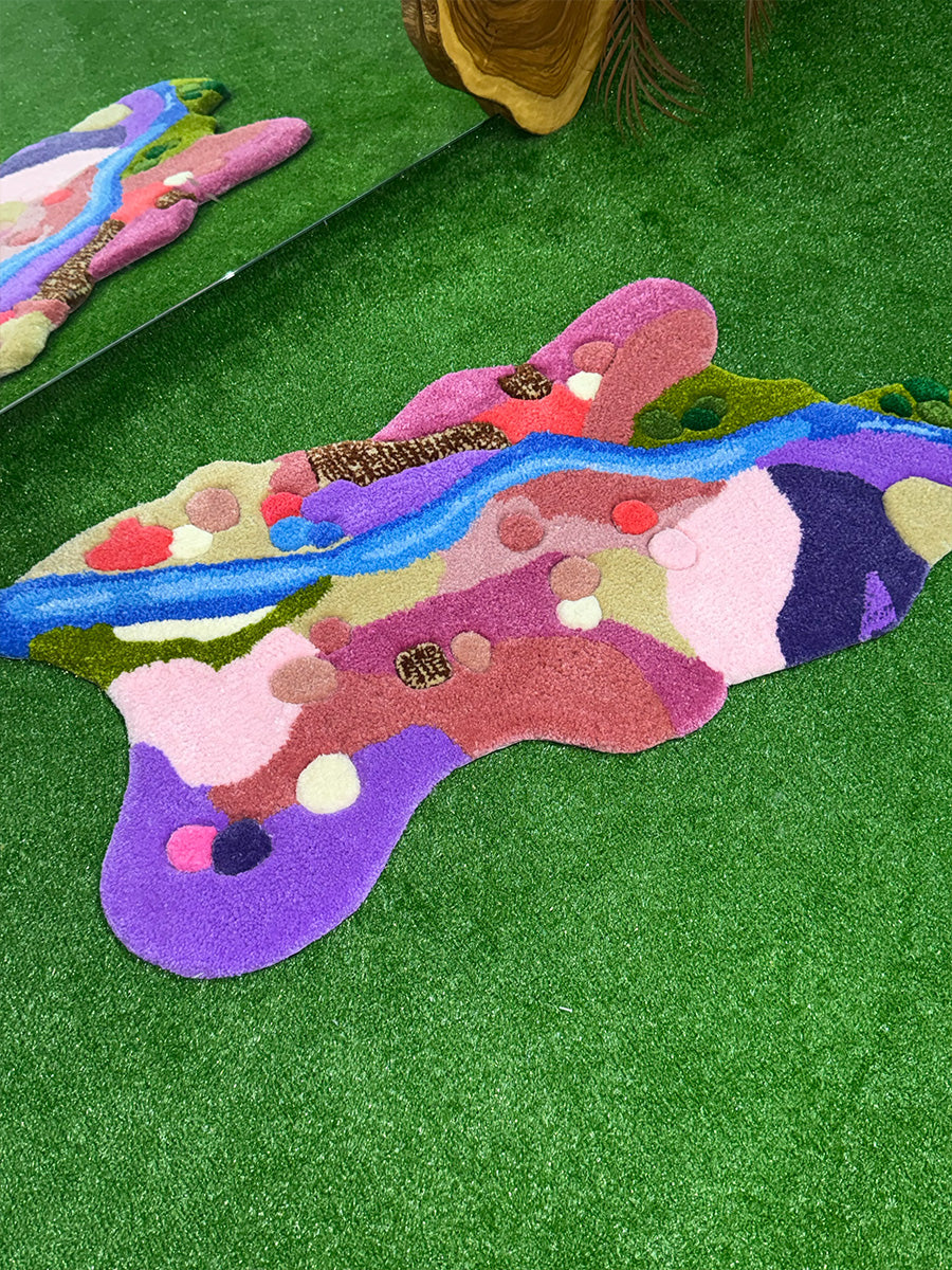 Aurora Colorful Abstract Handmade Tufted Rug & Wall Art