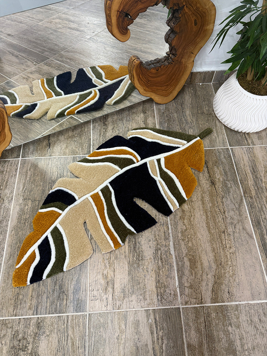 Botanical Leaf Handmade Tufted Rug & Wall Art
