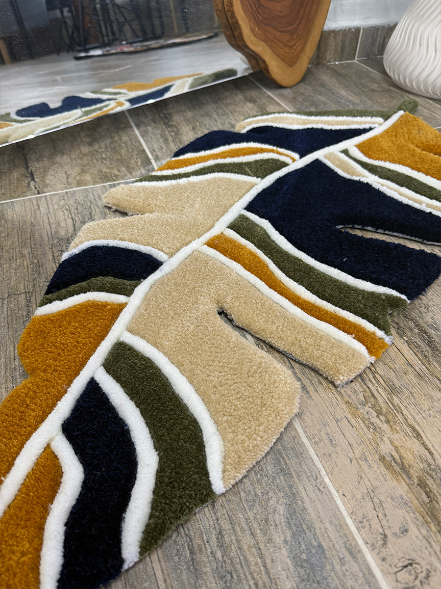Botanical Leaf Handmade Tufted Rug & Wall Art
