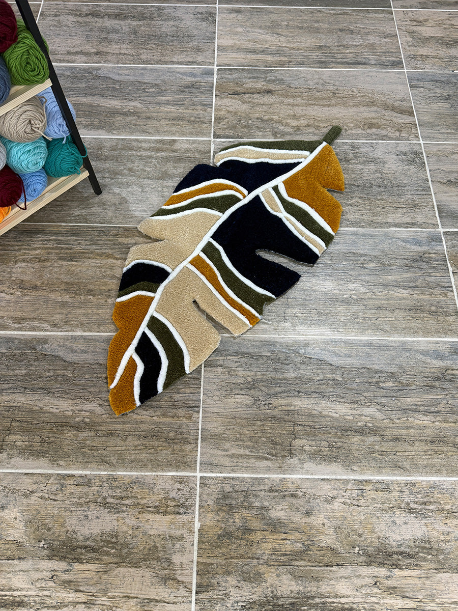 Botanical Leaf Handmade Tufted Rug & Wall Art