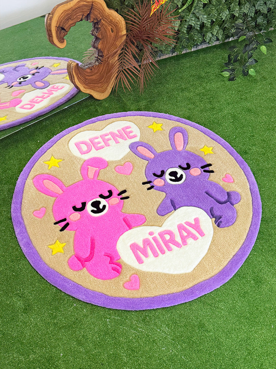 Bunnya Custom Name Bunny Handmade Tufted Rug & Nursery Decor
