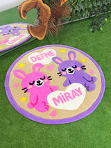 Bunnya Custom Name Bunny Handmade Tufted Rug & Nursery Decor
