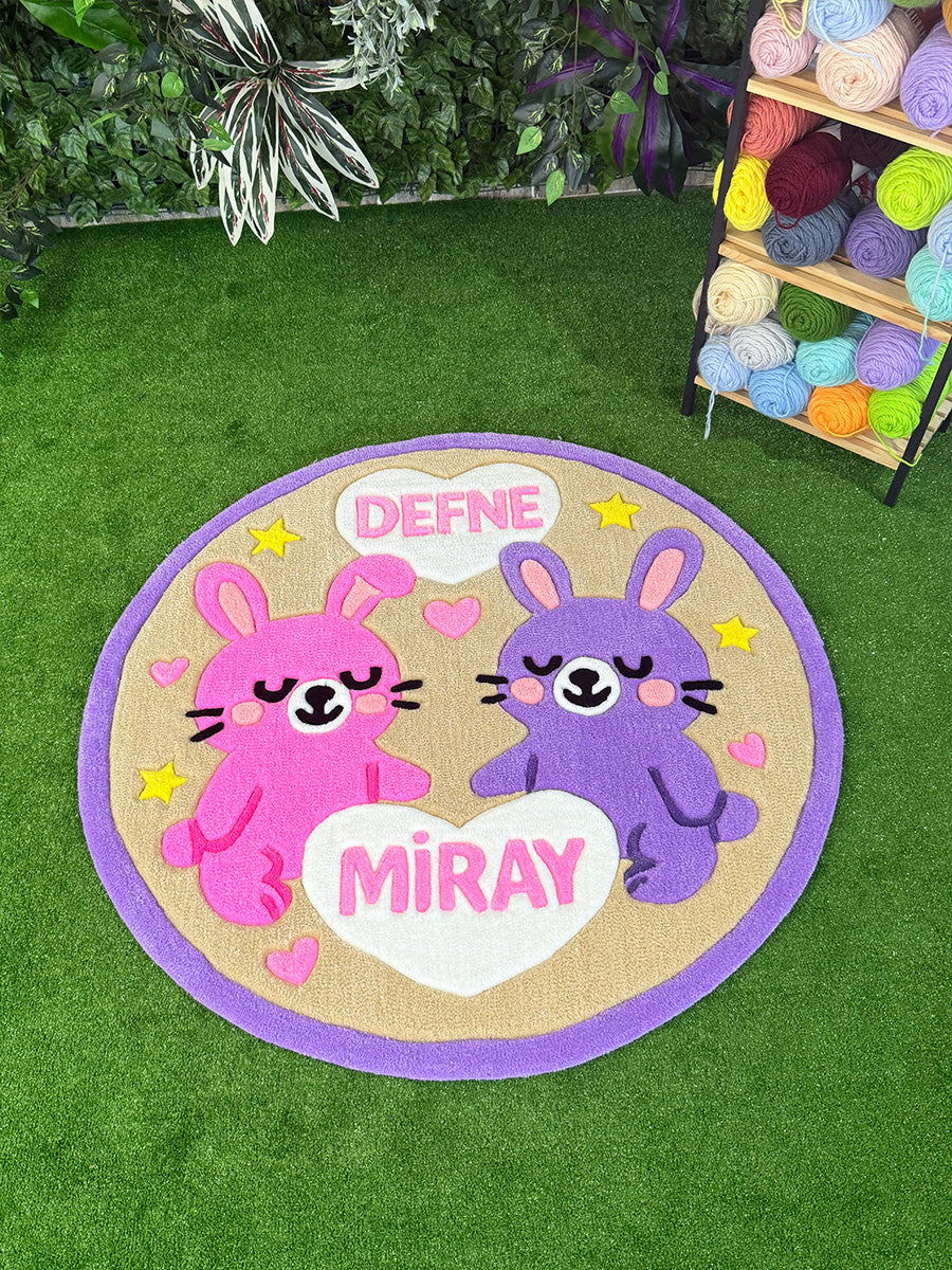 Bunnya Custom Name Bunny Handmade Tufted Rug & Nursery Decor