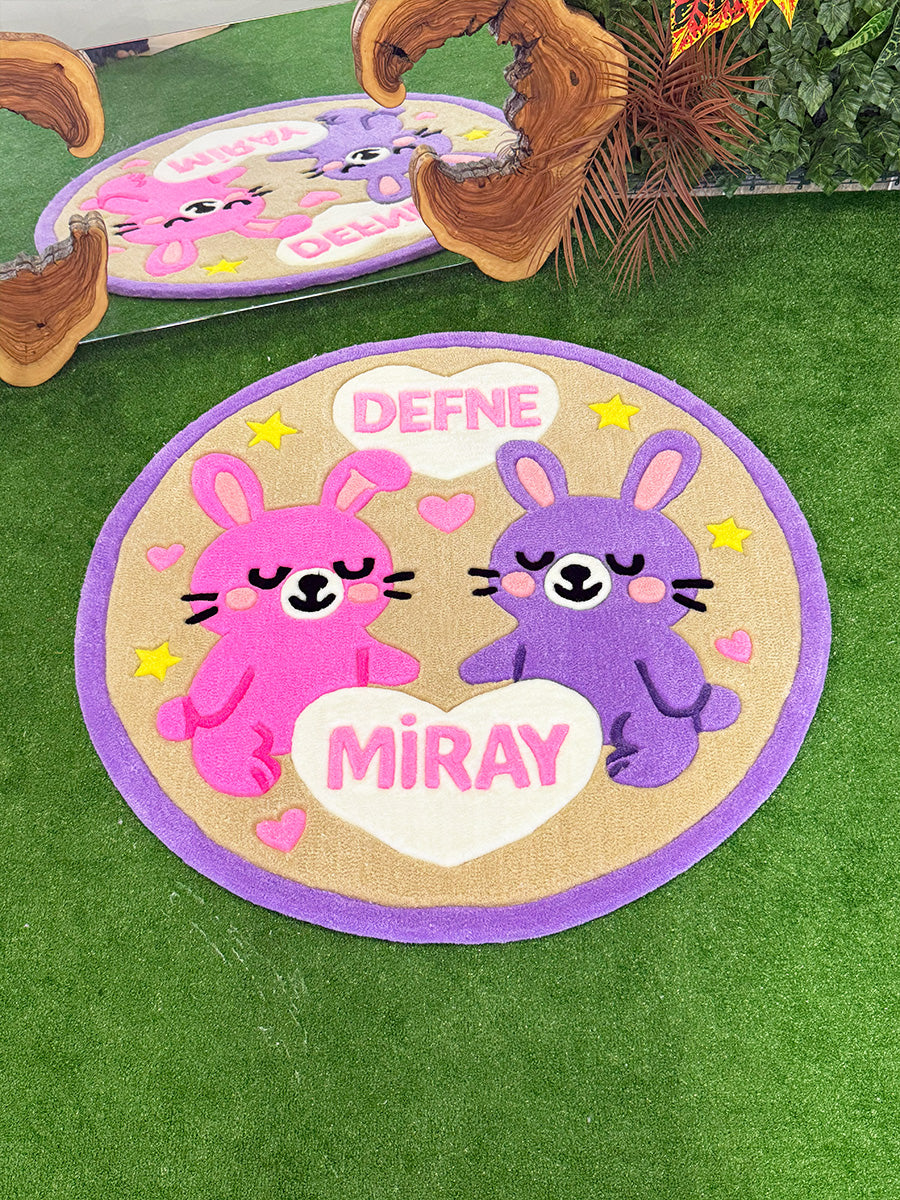 Bunnya Custom Name Bunny Handmade Tufted Rug & Nursery Decor