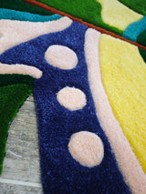 Colorful Abstract Monstera Leaf Handmade Tufted Rug & Wall Art
