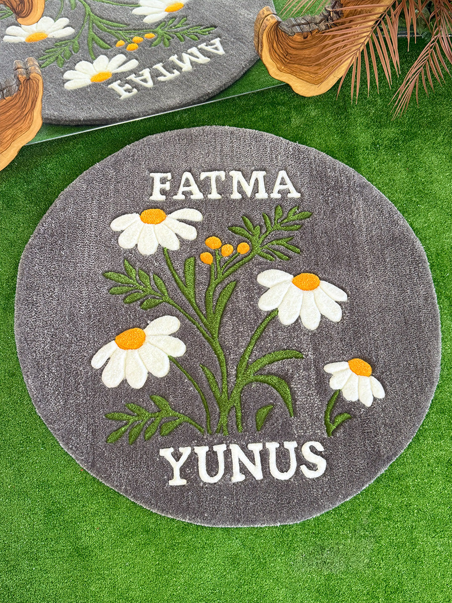 Daisy Custom Name Floral Handmade Tufted Rug & Wall Decor