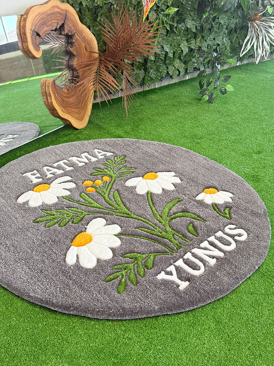 Daisy Custom Name Floral Handmade Tufted Rug & Wall Decor