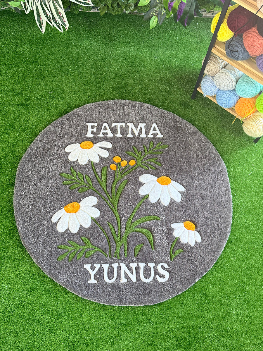 Daisy Custom Name Floral Handmade Tufted Rug & Wall Decor