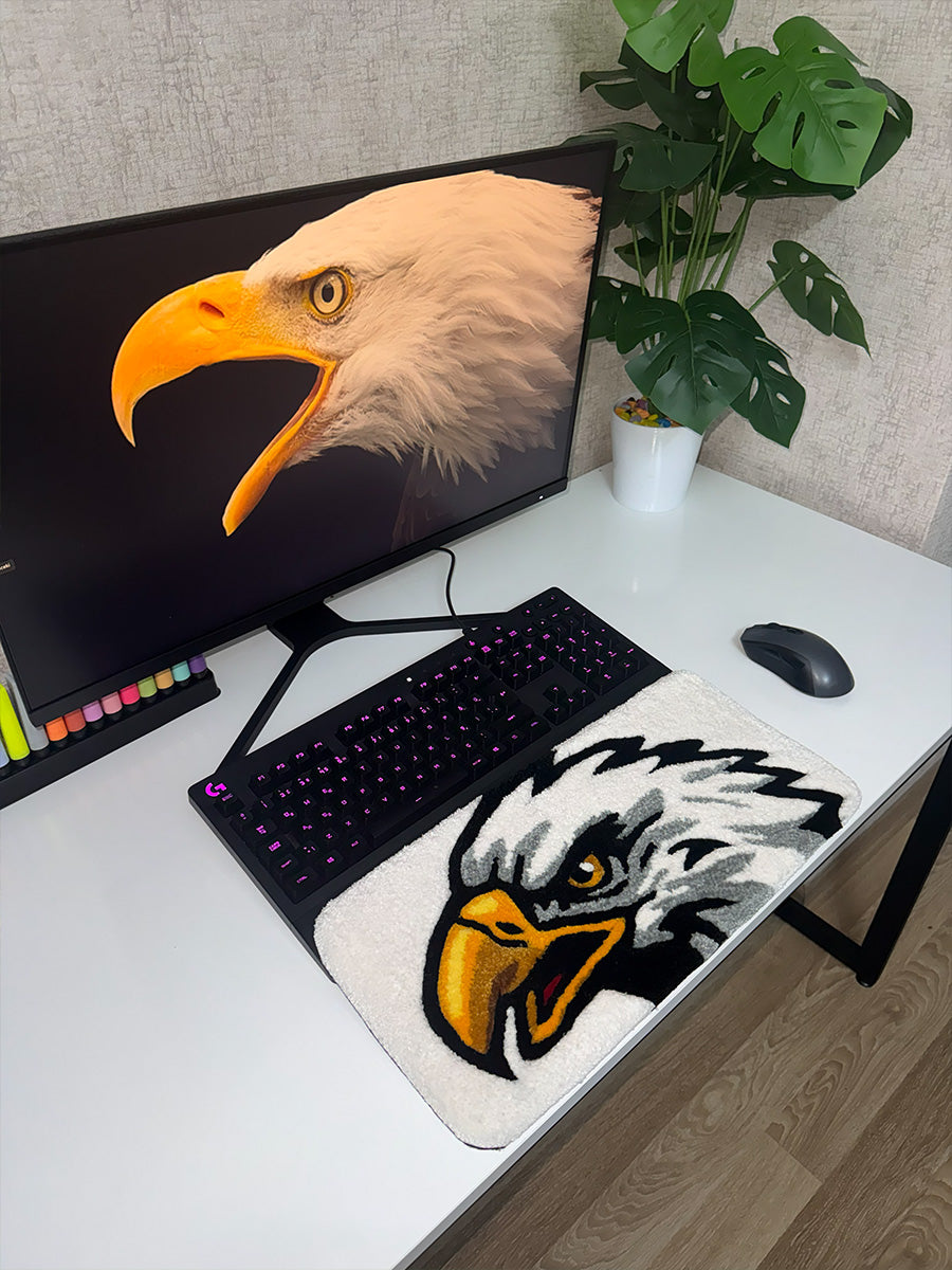 Altair Edition Custom Tufted Desk Mat | Handmade Bald Eagle Keyboard Pad Rug