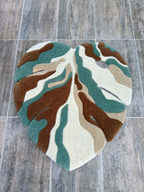Earth Tone Abstract Monstera Leaf Handmade Tufted Rug & Wall Art