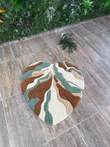 Earth Tone Abstract Monstera Leaf Handmade Tufted Rug & Wall Art