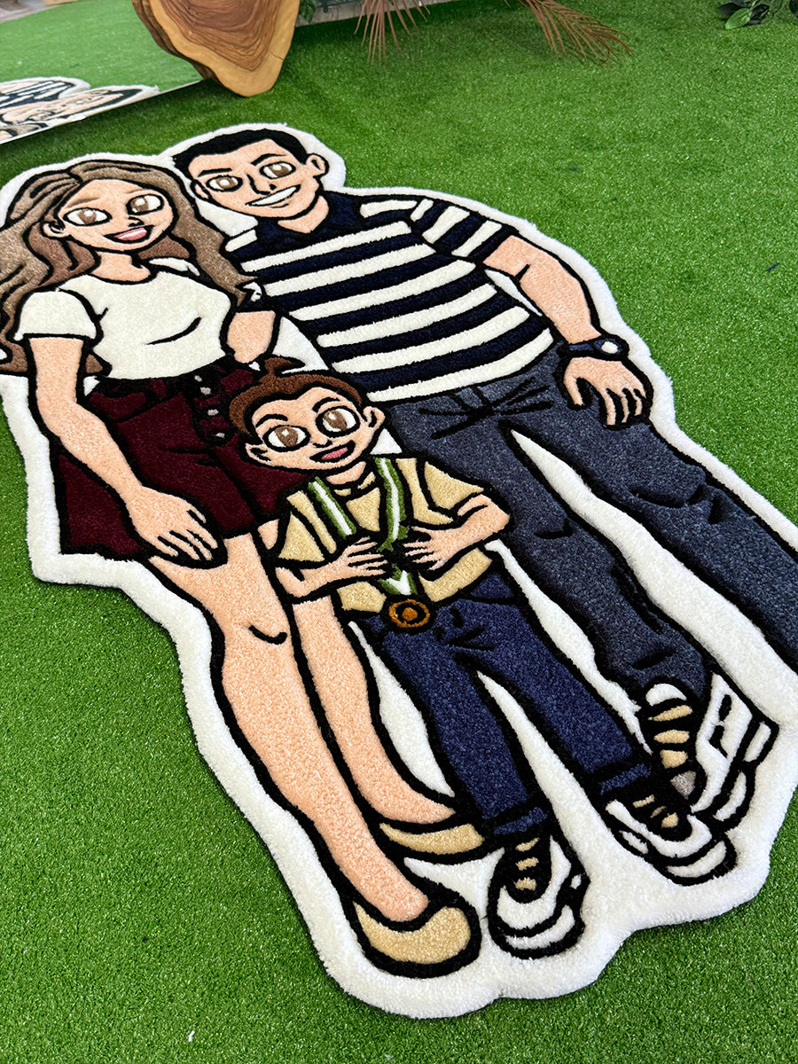 Famora Custom Family Portrait Handmade Tufted Rug & Wall Decor