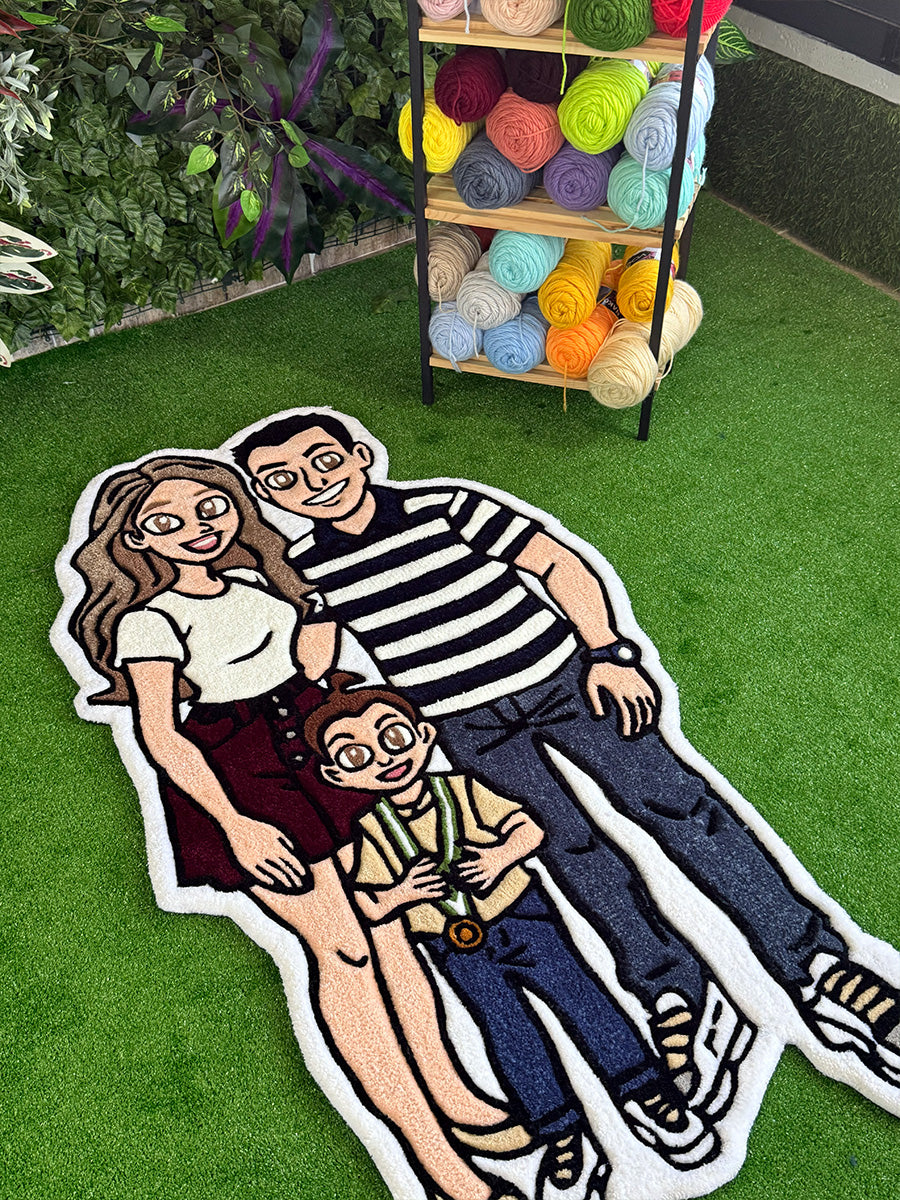 Famora Custom Family Portrait Handmade Tufted Rug & Wall Decor