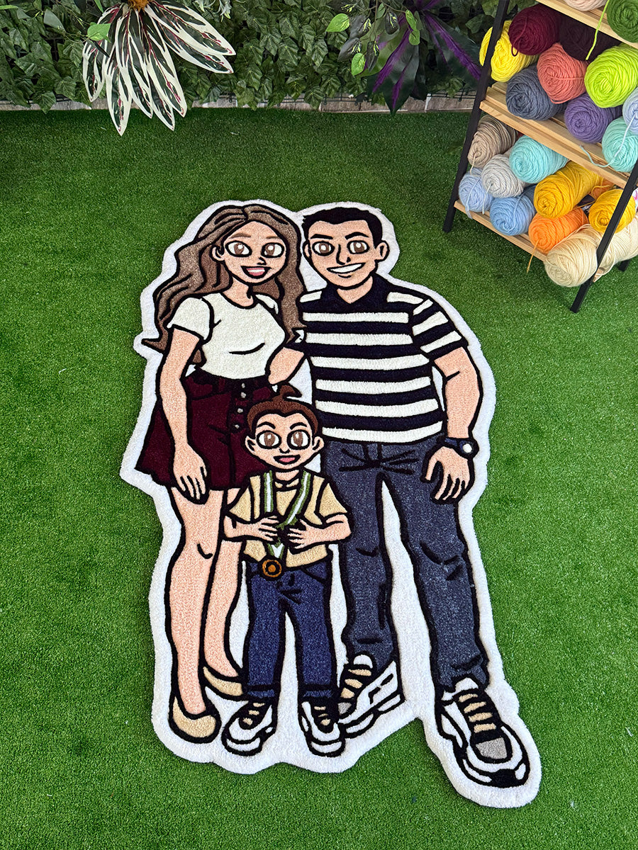 Famora Custom Family Portrait Handmade Tufted Rug & Wall Decor