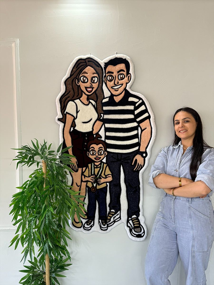 Famora Custom Family Portrait Handmade Tufted Rug & Wall Decor