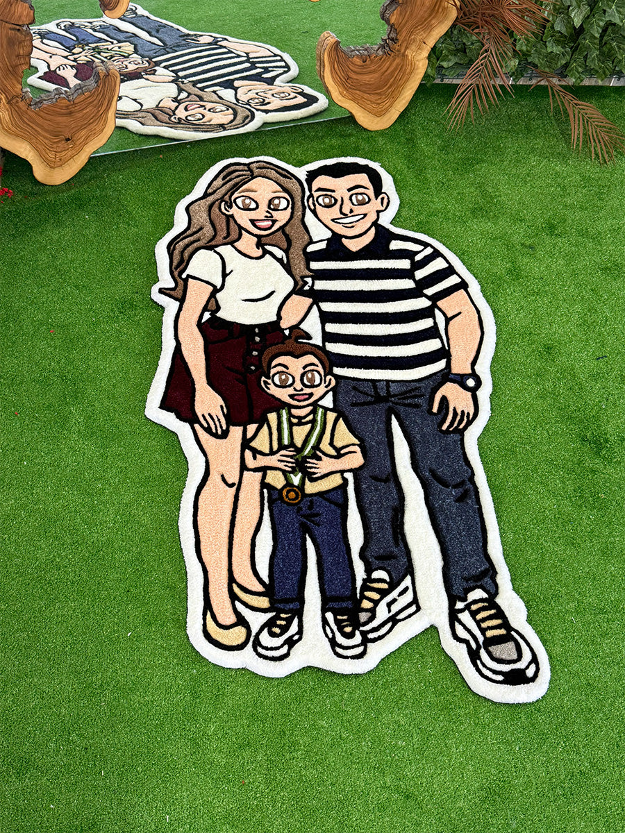 Famora Custom Family Portrait Handmade Tufted Rug & Wall Decor