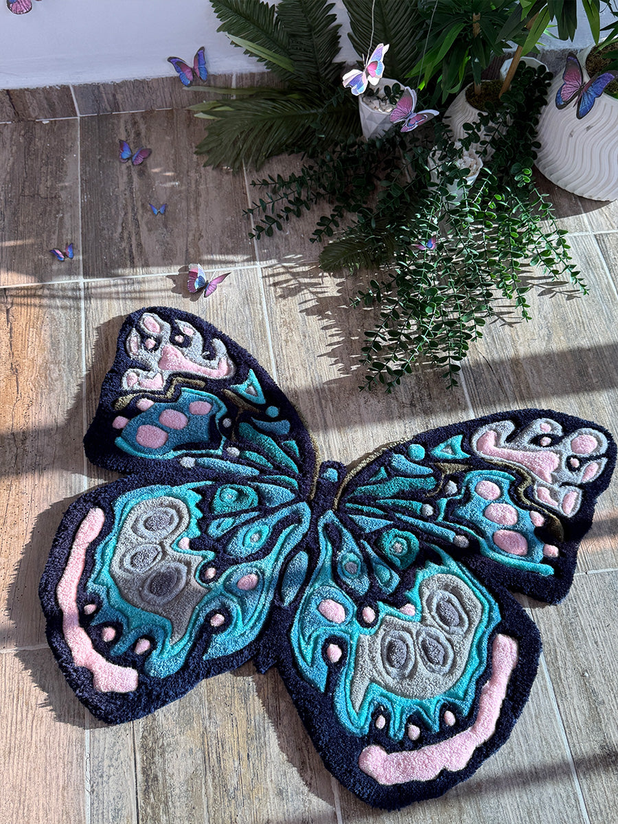 Flyra Butterfly Handmade Tufted Rug & Wall Art