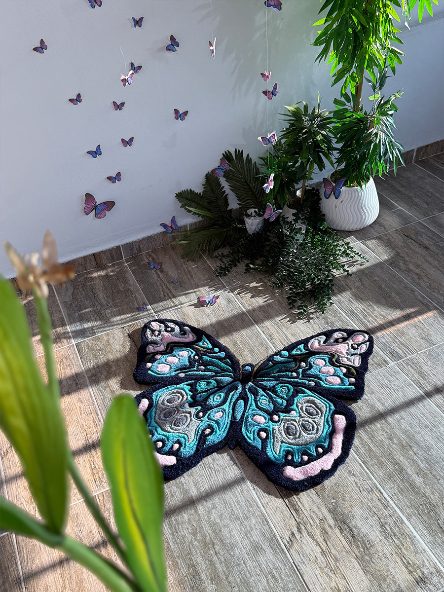 Flyra Butterfly Handmade Tufted Rug & Wall Art