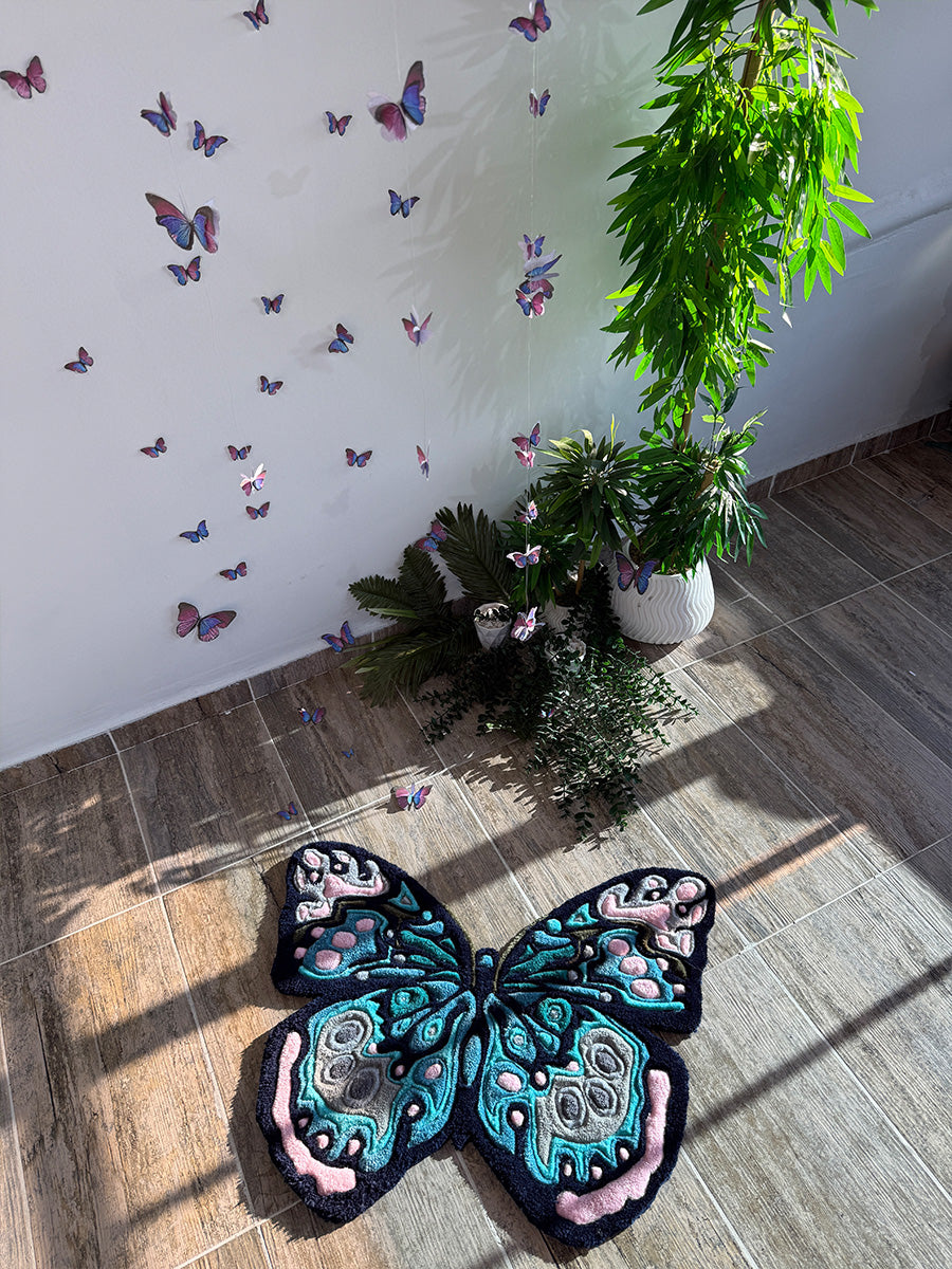 Flyra Butterfly Handmade Tufted Rug & Wall Art