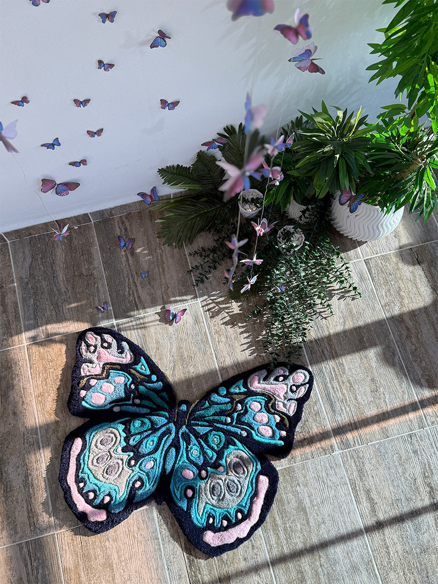 Flyra Butterfly Handmade Tufted Rug & Wall Art