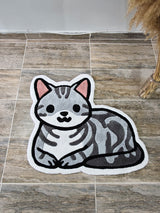 Cute Gray Tabby Cat Handmade Tufted Rug & Nursery Decor