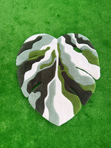 Green Abstract Monstera Leaf Handmade Tufted Rug & Wall Art