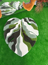 Green Abstract Monstera Leaf Handmade Tufted Rug & Wall Art