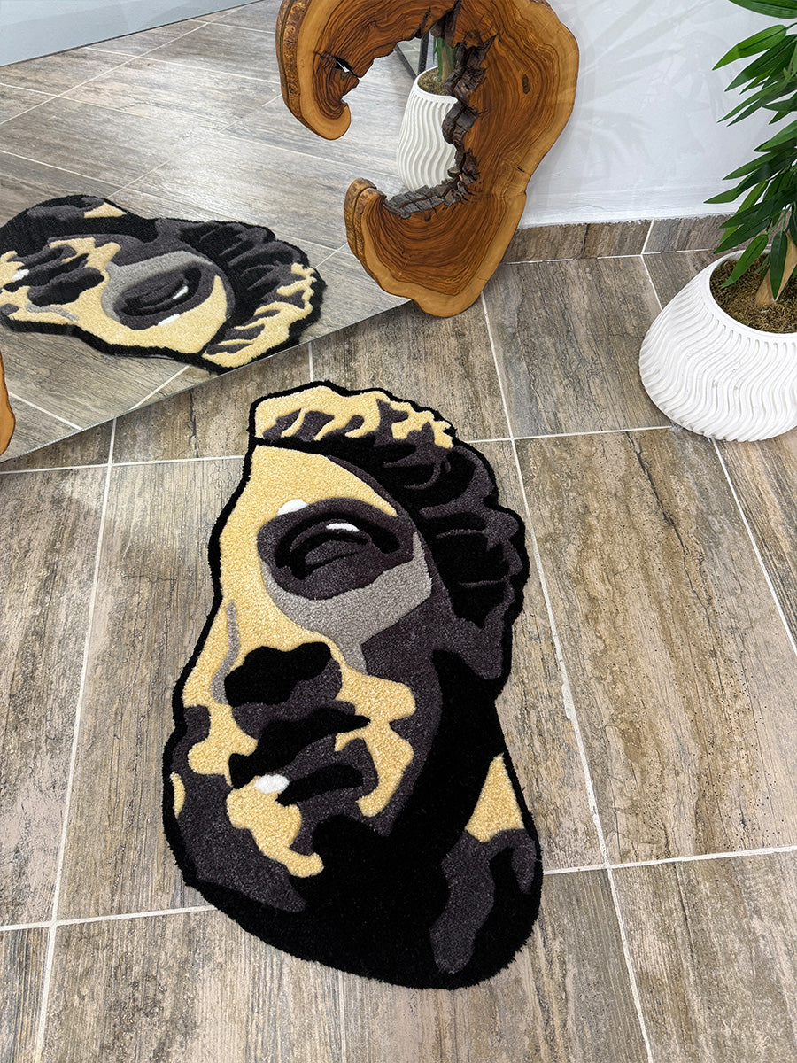 Helios Greek Bust Handmade Tufted Rug & Wall Art
