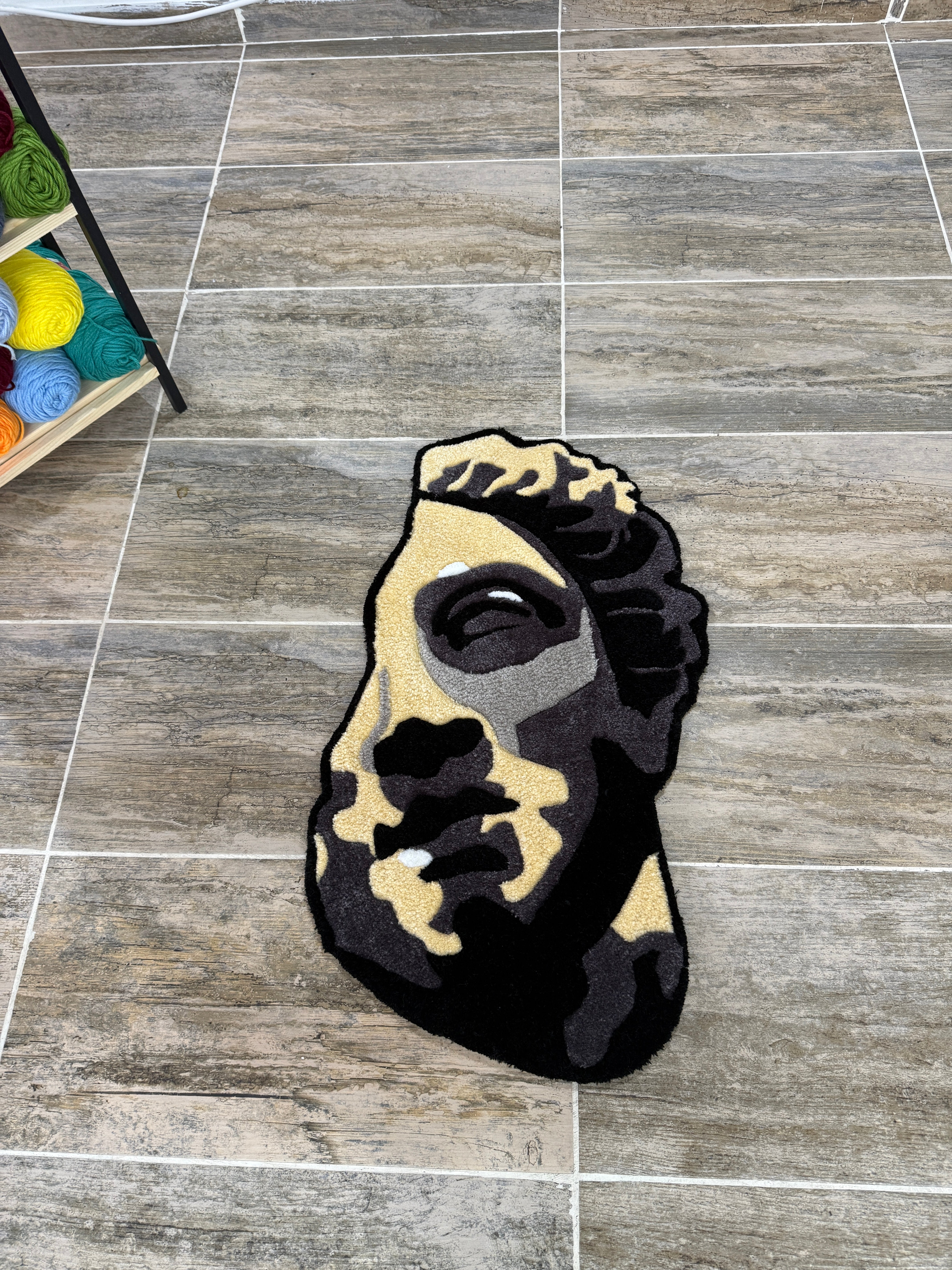 Helios Greek Bust Handmade Tufted Rug & Wall Art
