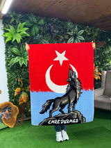 Kurtay Custom Howling Wolf Handmade Tufted Rug & Wall Art