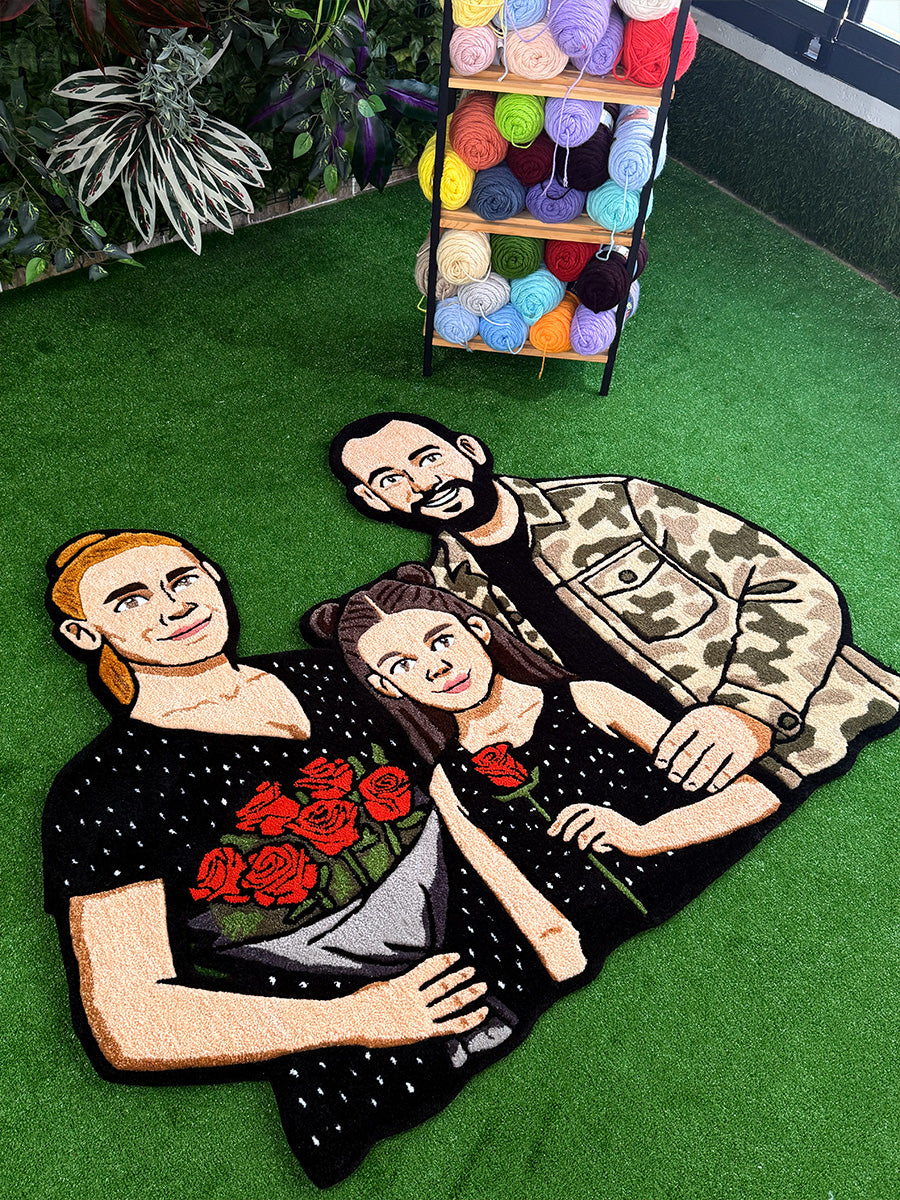 Laria Custom Family Portrait Handmade Tufted Rug & Wall Art
