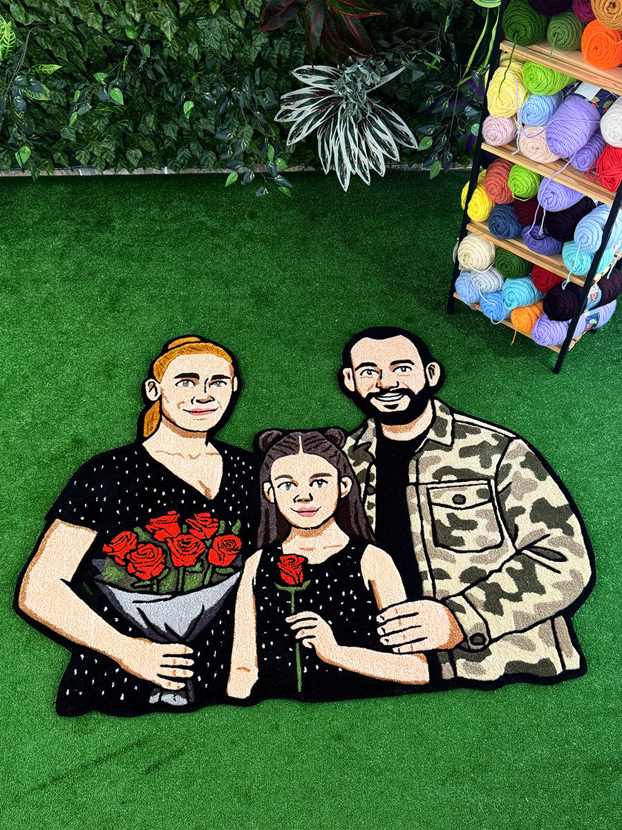 Laria Custom Family Portrait Handmade Tufted Rug & Wall Art