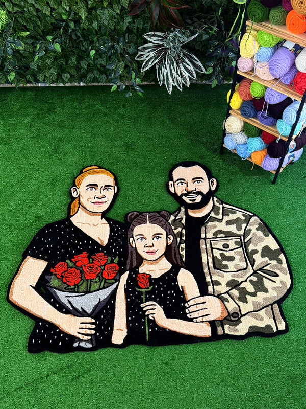 Laria Custom Family Portrait Handmade Tufted Rug & Wall Art