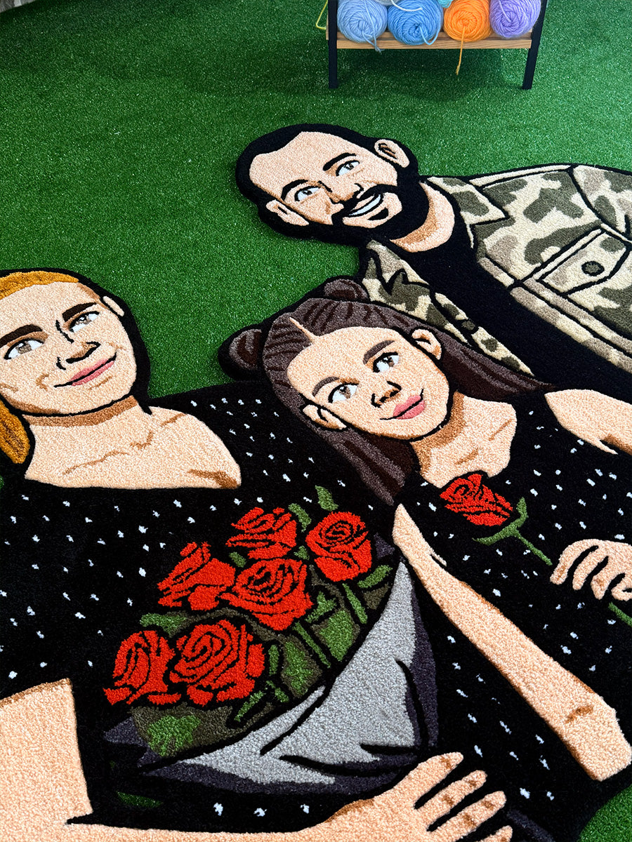 Laria Custom Family Portrait Handmade Tufted Rug & Wall Art