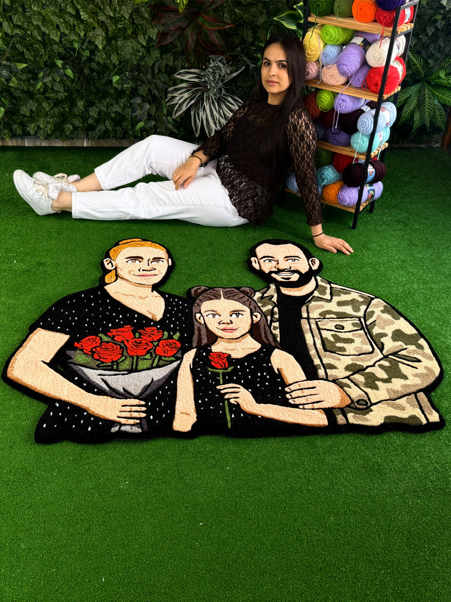 Laria Custom Family Portrait Handmade Tufted Rug & Wall Art