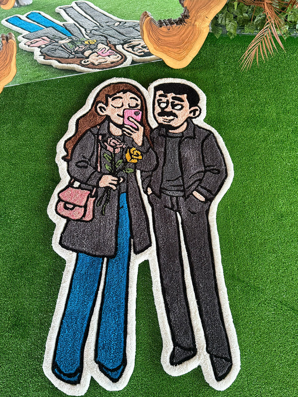 Lovena Custom Couple Portrait Handmade Tufted Rug & Wall Art