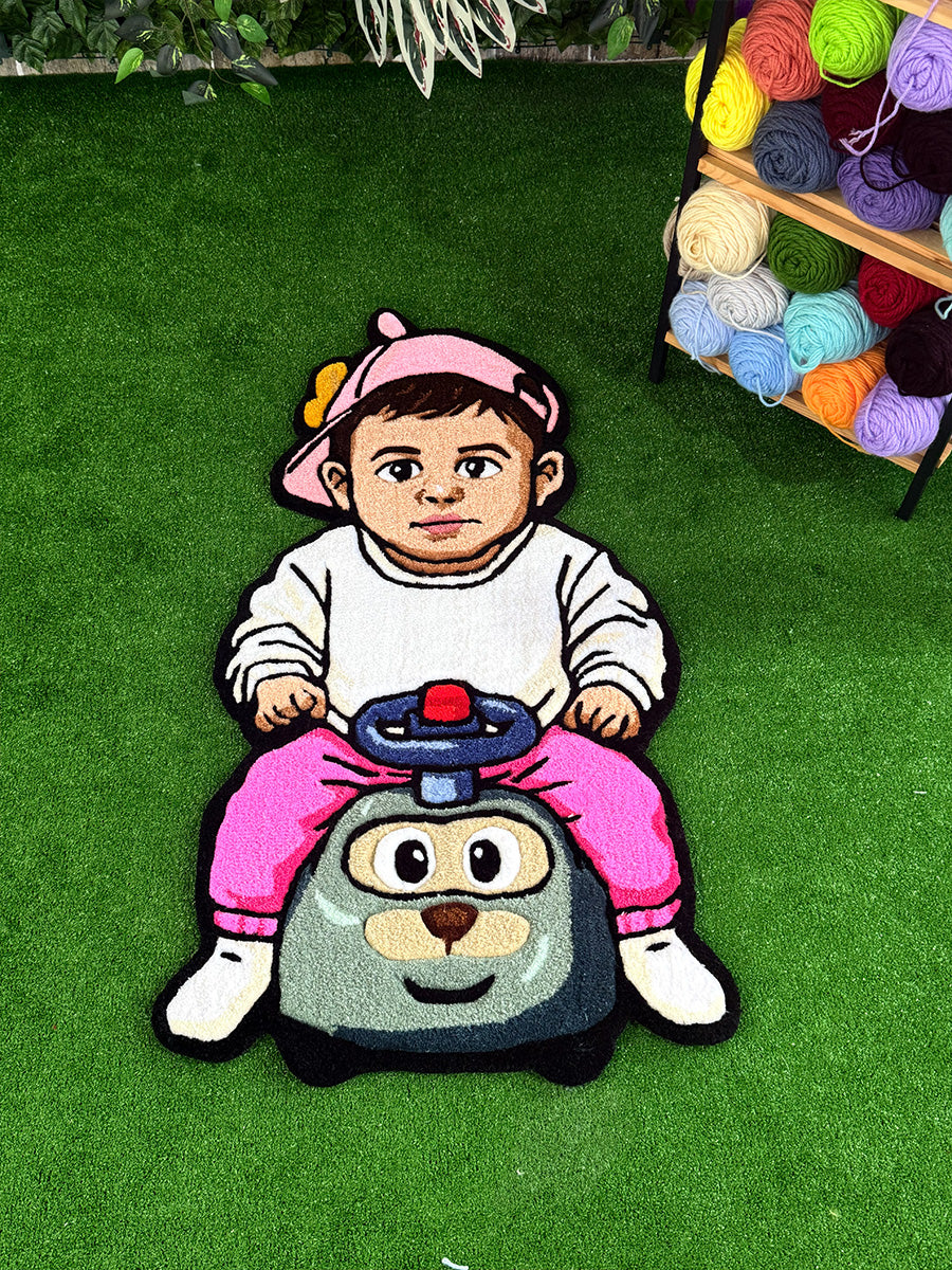 Mino Custom Child Portrait Handmade Tufted Rug & Wall Art