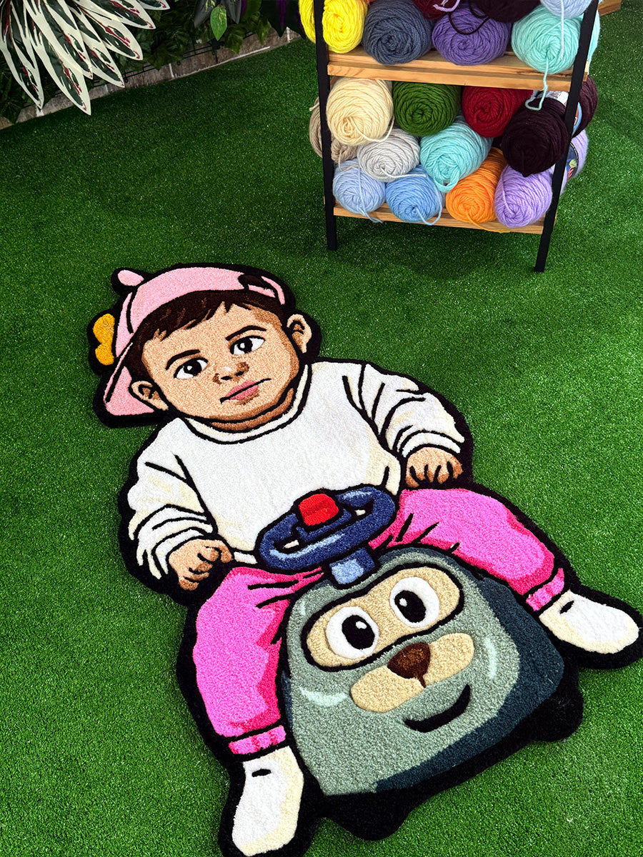 Mino Custom Child Portrait Handmade Tufted Rug & Wall Art