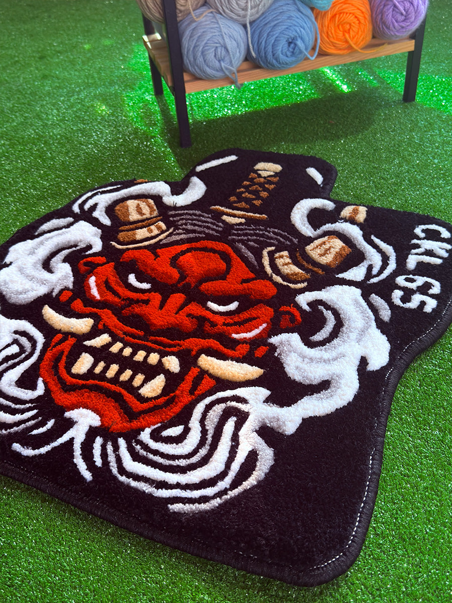Onix Oni Mask Custom Car Mat & Handmade Tufted Rug